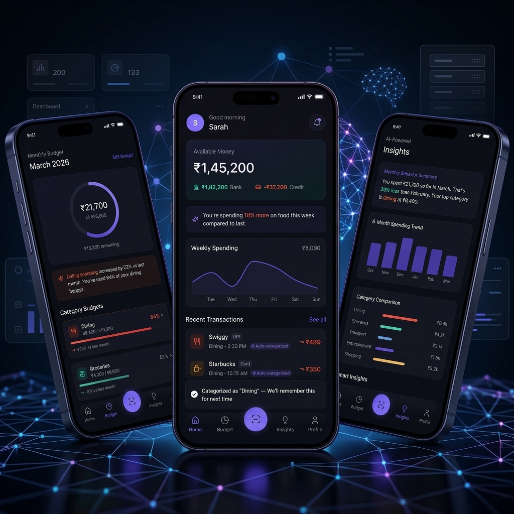 Cent financial app showing smart tracking card and real-time transaction detection